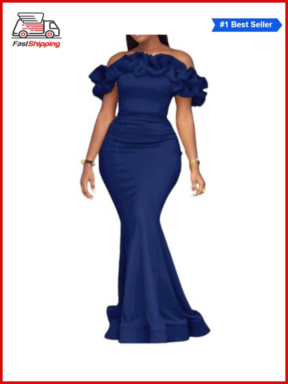 ✨ Off Shoulder Ruffle Mermaid Formal Maxi Dress Evening Gown